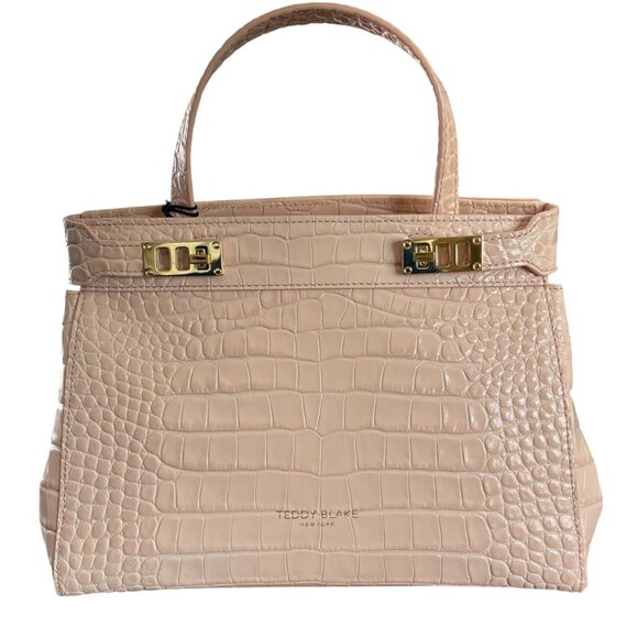 AUTHENTIC Teddy Blake New York Chiara Croco embossed calf leather satchel NWT - Picture 1 of 9
